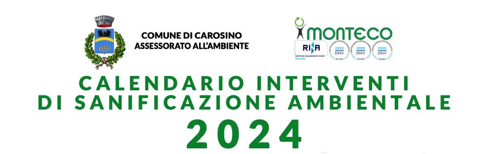 Calendario interventi di sanificazione ambientale - anno 2024