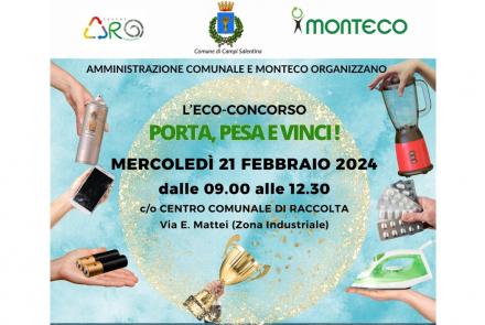 TORNA IL "PORTA,PESA E VINCI!"L'eco-concorso che premia la raccolta differenziata!